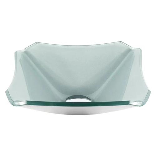 Cuba De Vidro Quadrada Chanfrada 30cm Prata