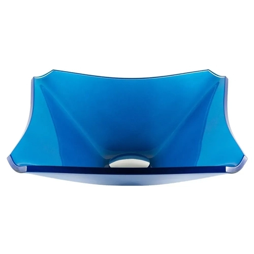 Cuba De Vidro Quadrada Chanfrada 30cm Azul Escuro