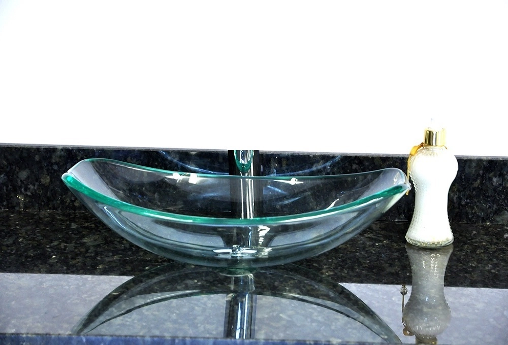 Cuba De Vidro Oval Chanfrada 51cm Incolor
