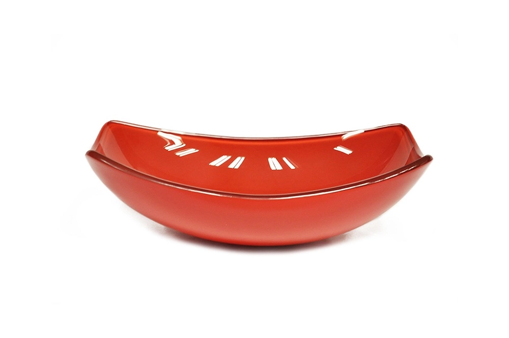Cuba De Vidro Oval Chanfrada 46cm Vermelho Ferrari