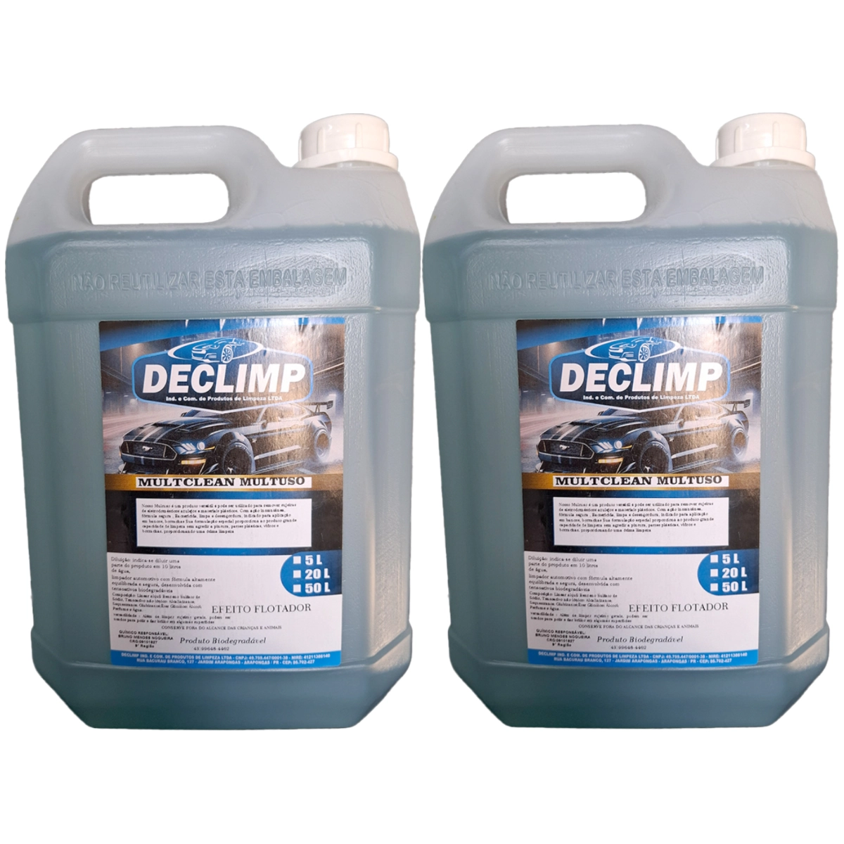 Kit 2 Limpador Automotivo Multiuso 5l Declimp