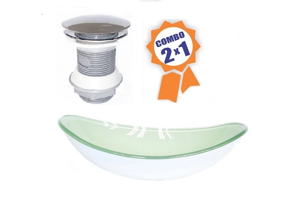 Cuba De Vidro Oval 55cm Branca + Valvula Click