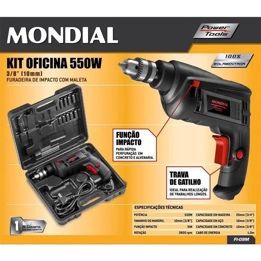 Furadeira Impacto Maleta 550w Fi 09m 220v 60hz