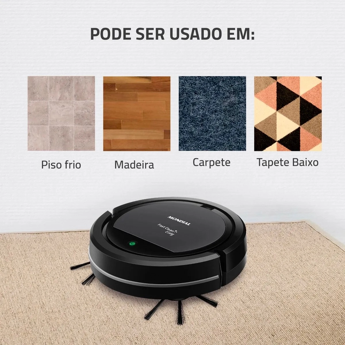 Aspirador Robô Mondial Fast Clean Easy, Bivolt, Preto/cinza Rb 08
