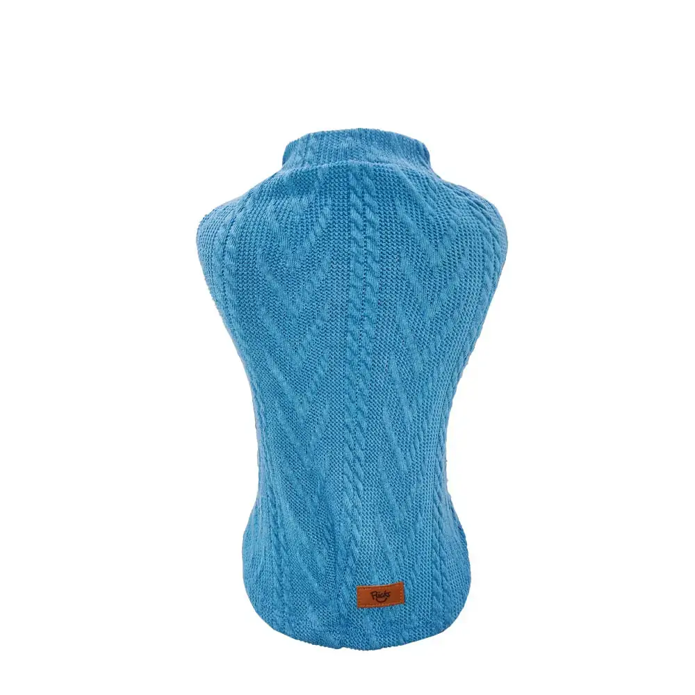 Blusa Em Tricô Azul Sem Manga