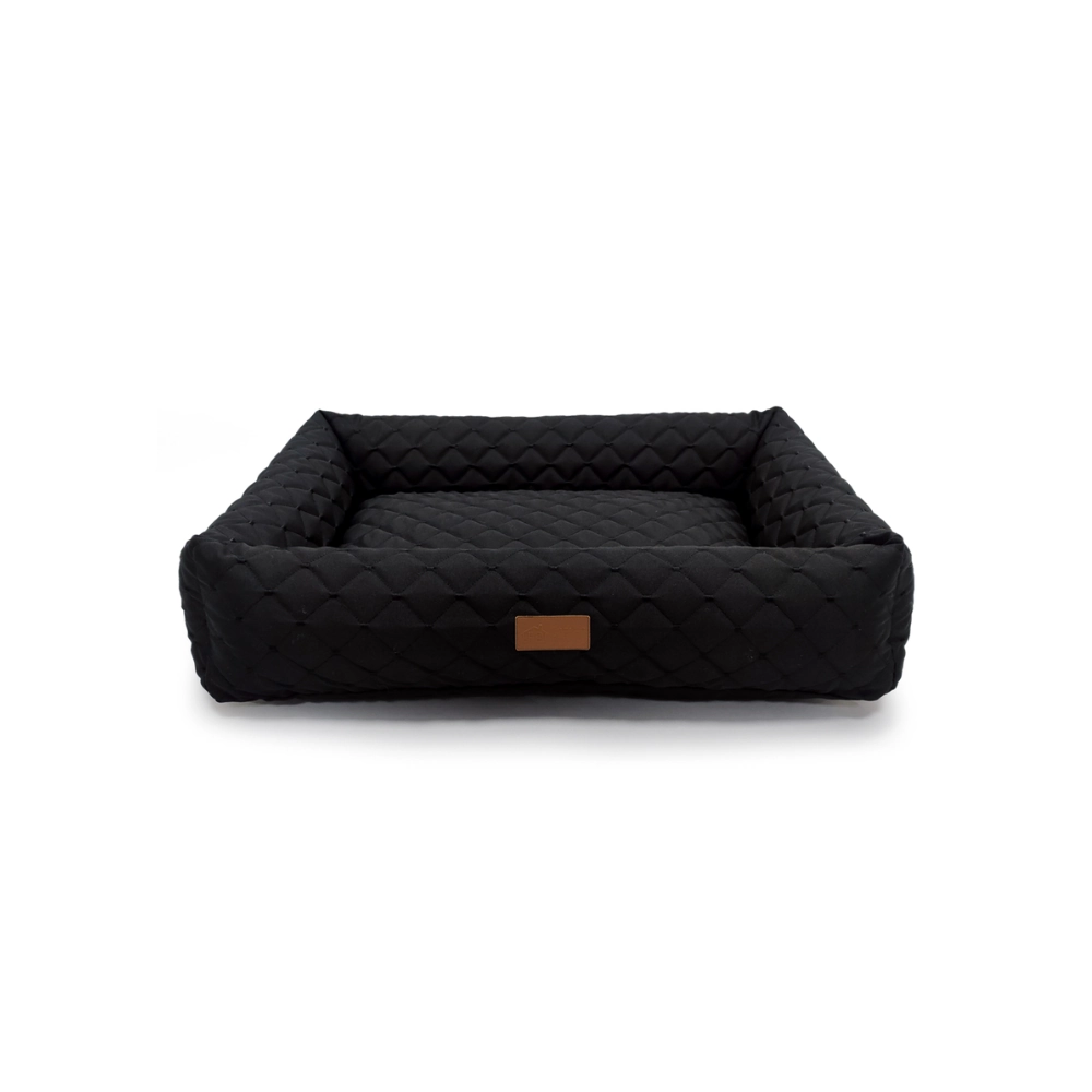 Cama Retangular Fábrica Pet Matelassê Preta Tam.m