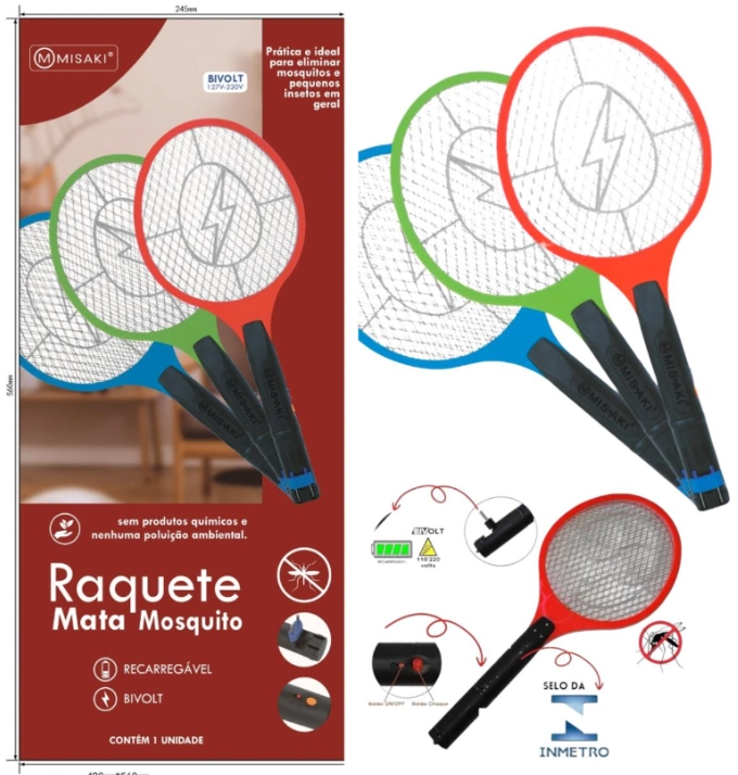 Raquete Mata Mosca Eletrica Rm 200 Flashgoods