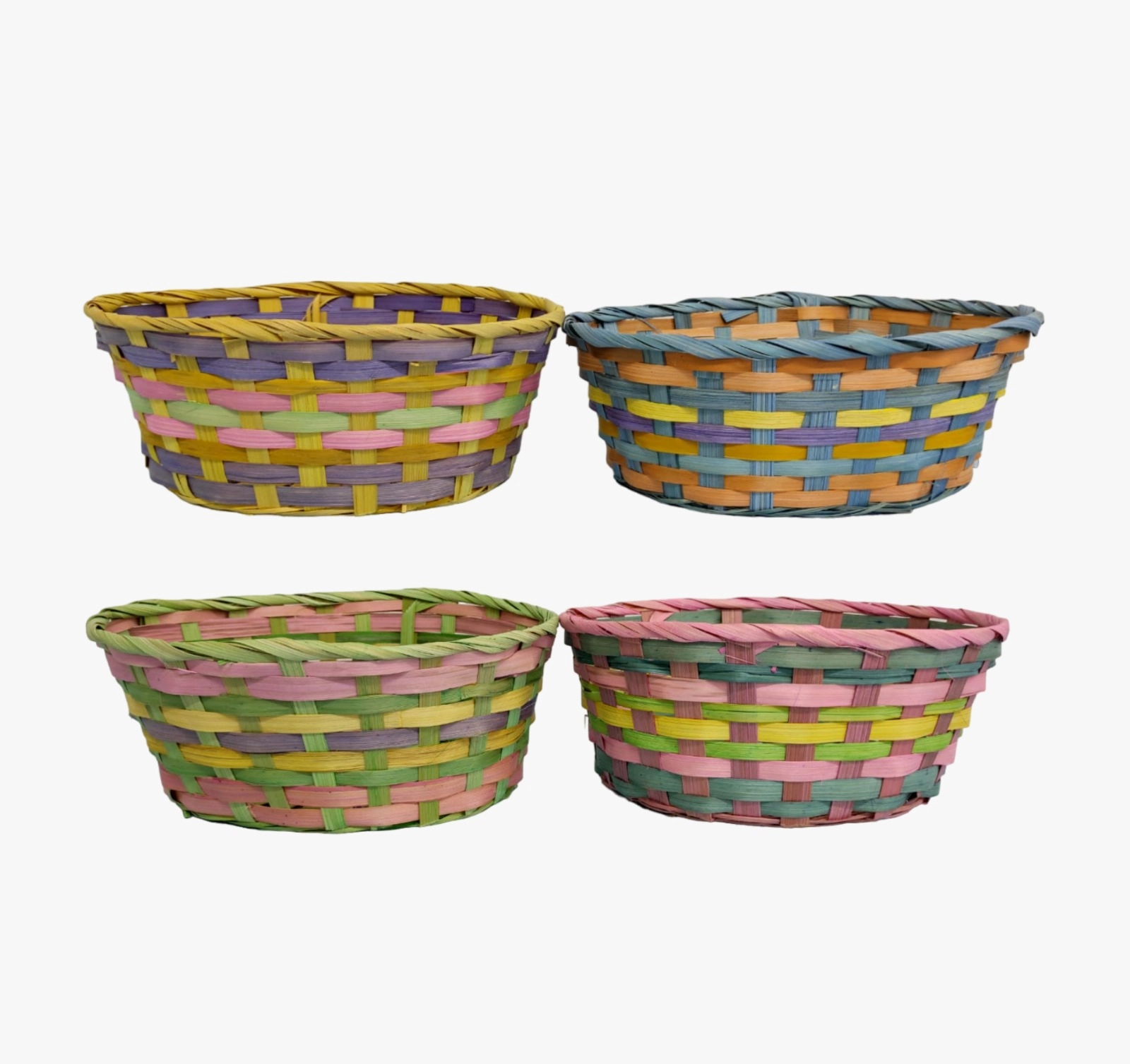 Cesta Palha Oval Colorida 26x20cm Br Festas