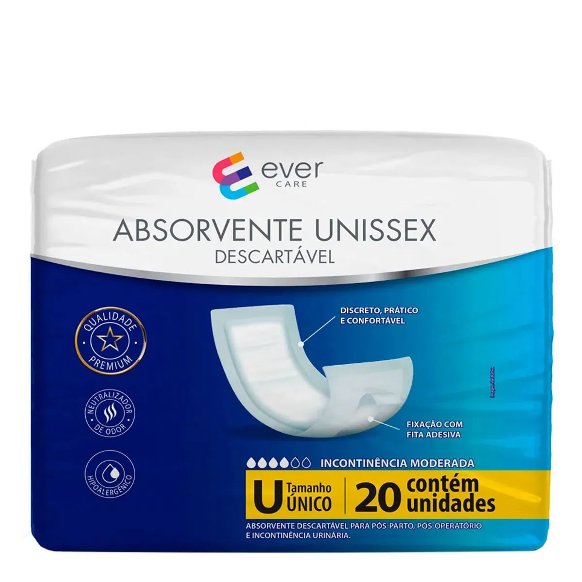 Absorvente Ever Care Incontinência Urinária Moderada 20 Unidades