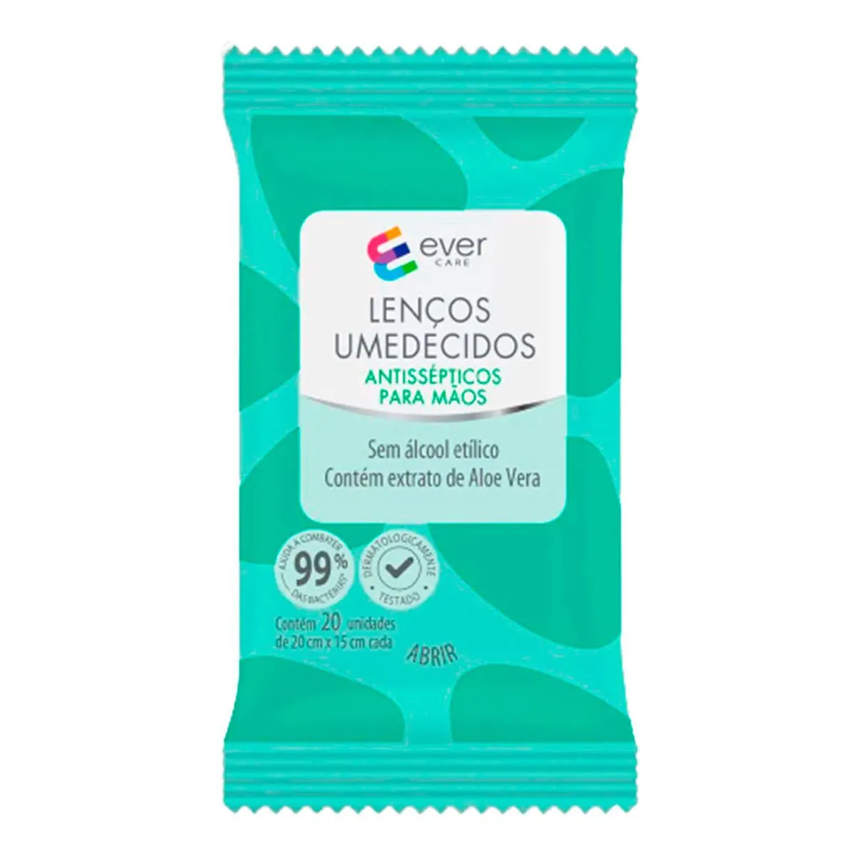 Lenço Umedecido Ever Care Antissépticos Para Mãos 20 Unidades