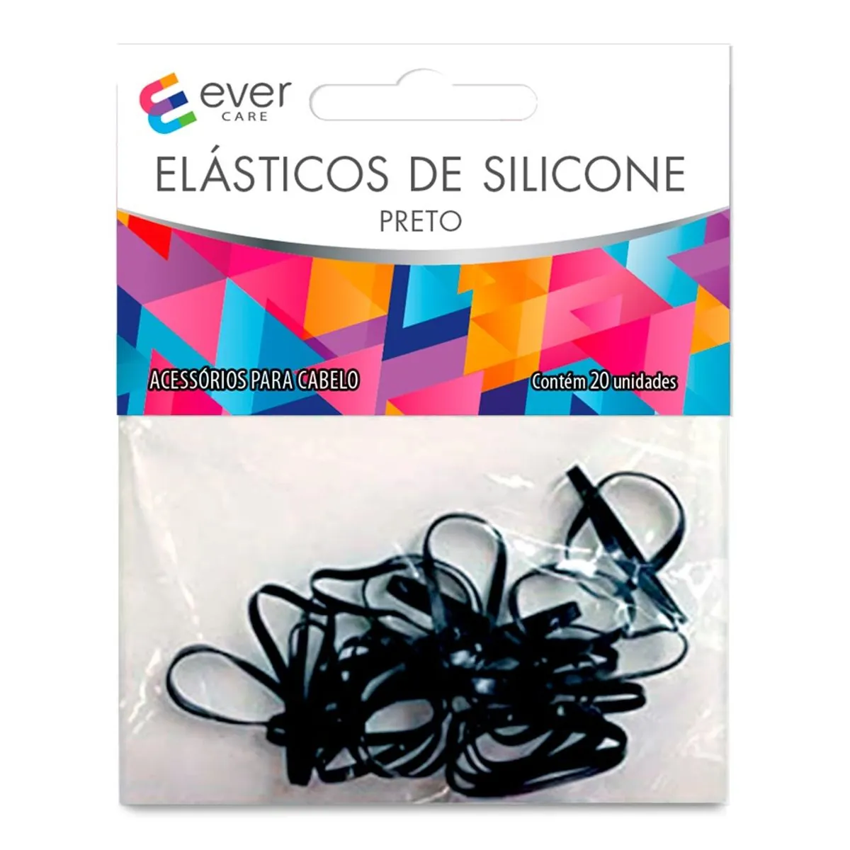 Elástico para Cabelo Ever Care Silicone Preto 1 Unidade