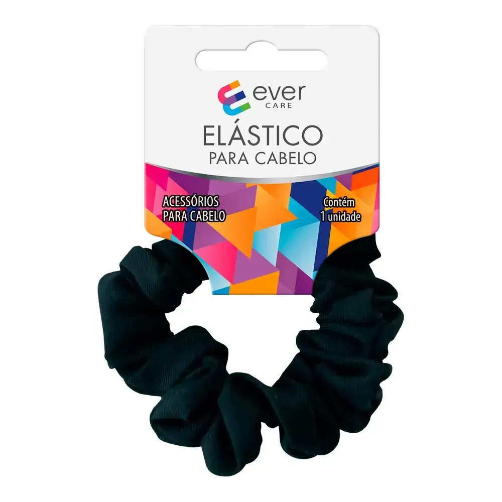 Elástico para Cabelo Ever Care de Tecido Preto 1 Unidade