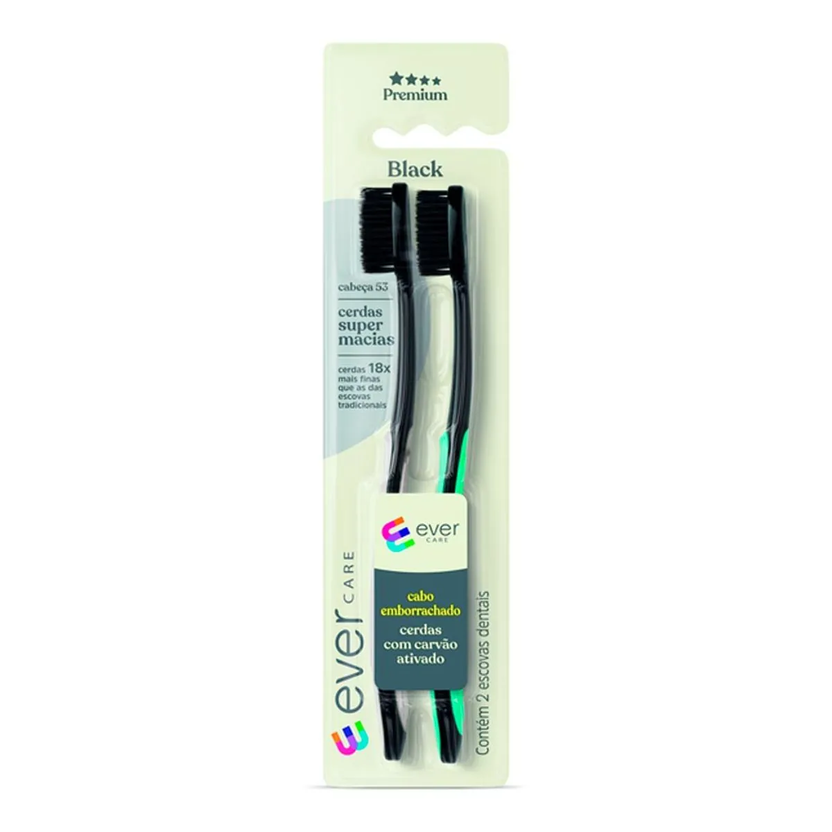 Escova Dental Ever Care Black 2 Unidades
