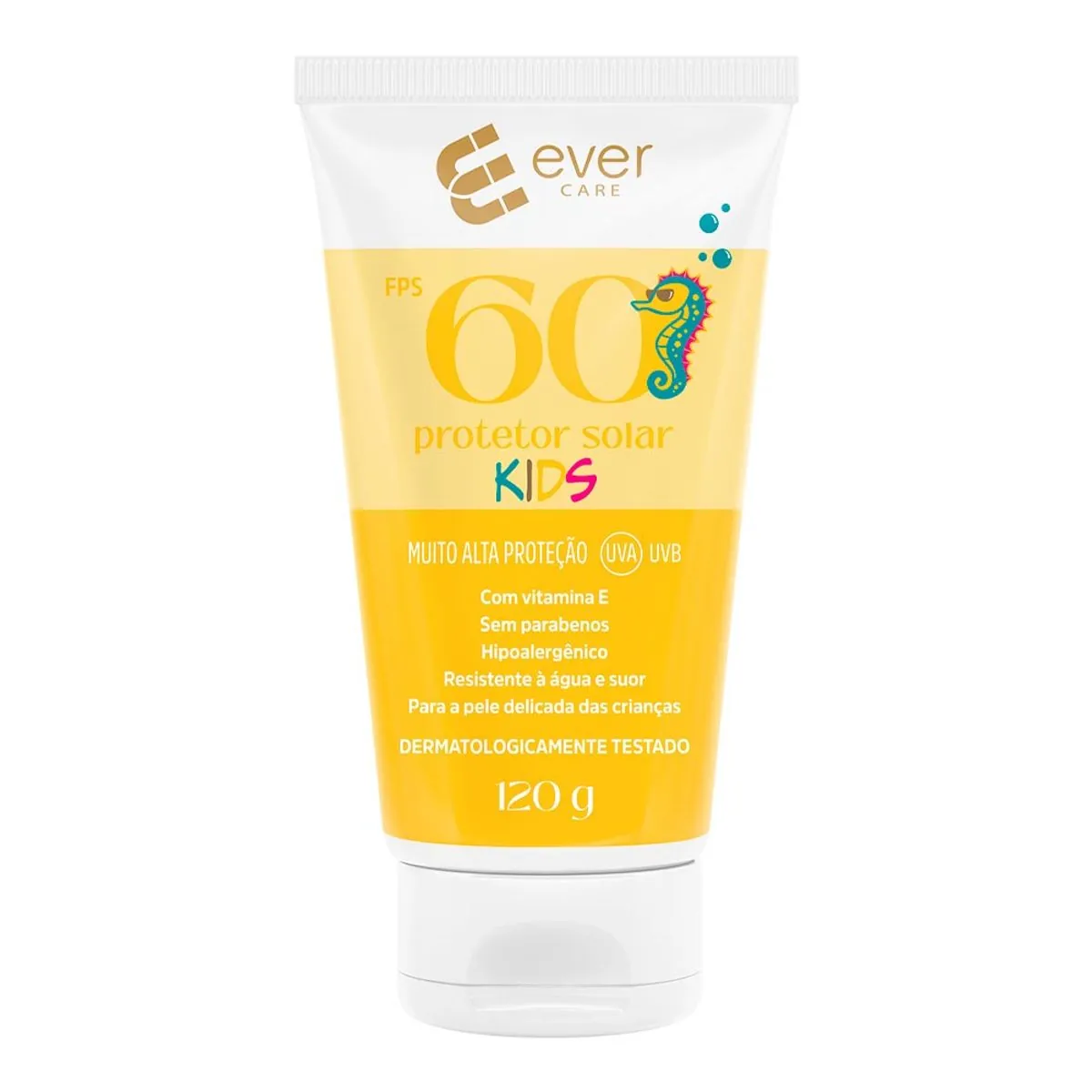 Protetor Solar Ever Care Kids FPS60 120g - Protetor Solar Infantil Corporal Ever Care FPS 60 Kids 12