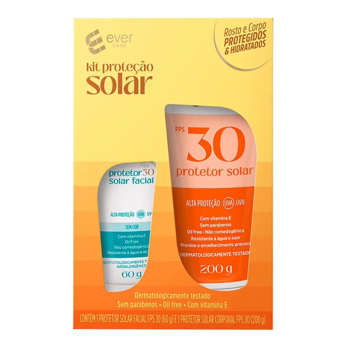 Kit Ever Care Protetor Solar Facial FPS 30 60g + Corporal FPS 30 200g