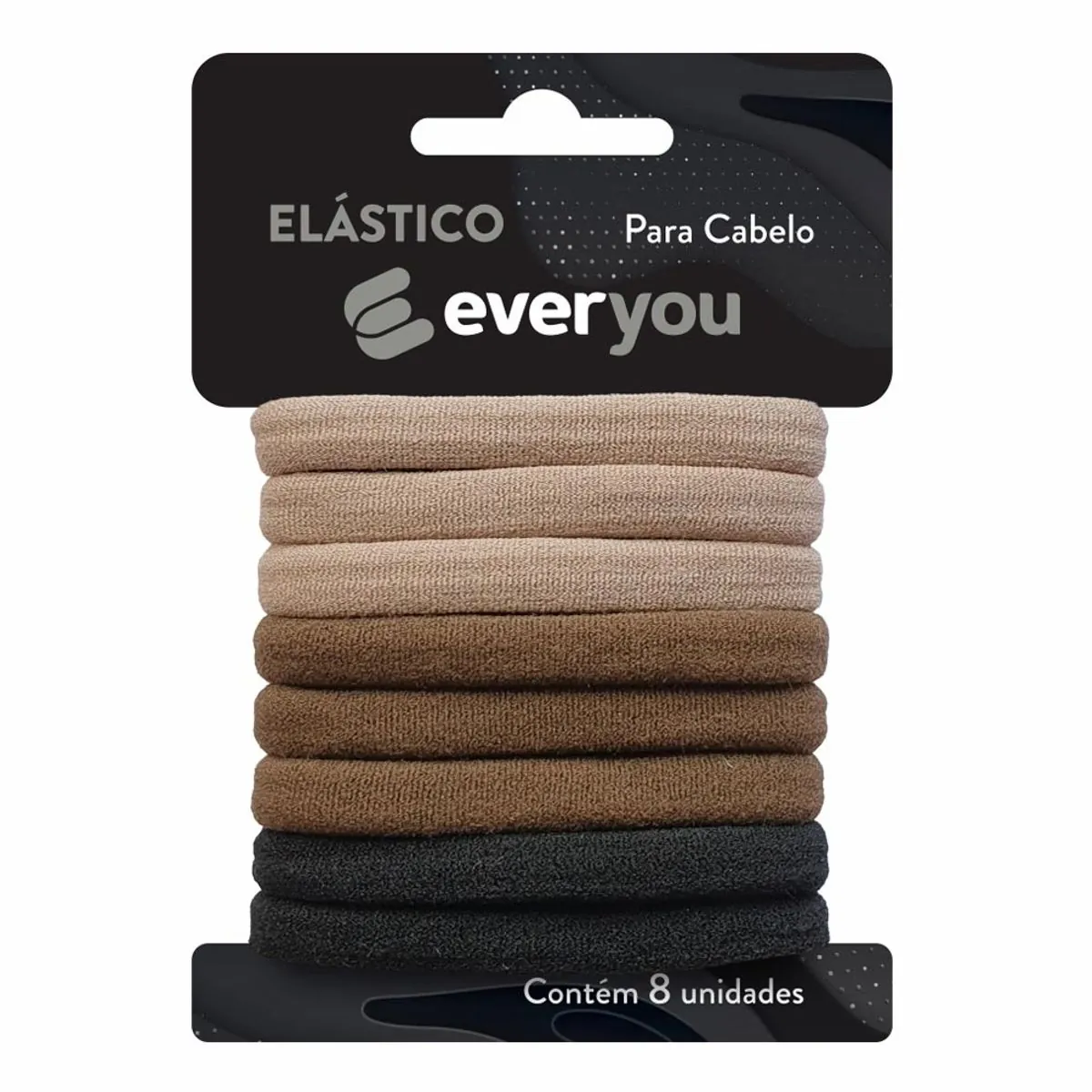 Elástico para Cabelo Ever You Marrom Fio de Meia 8 Unidades
