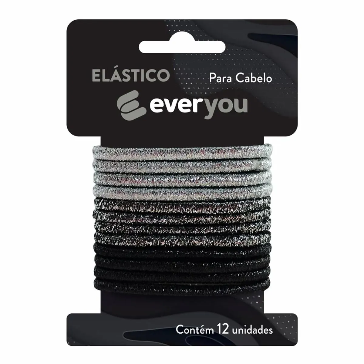 Elástico para Cabelo Ever You Prateado 12 Unidades