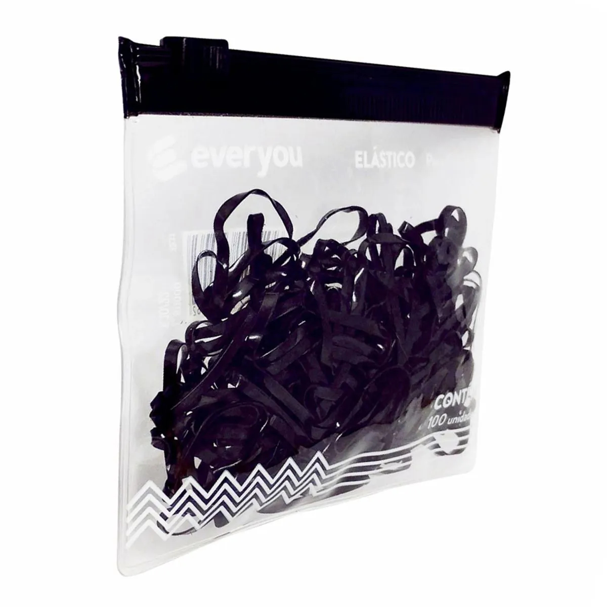 Elástico para Cabelo Ever You Silicone Preto 100 Unidades
