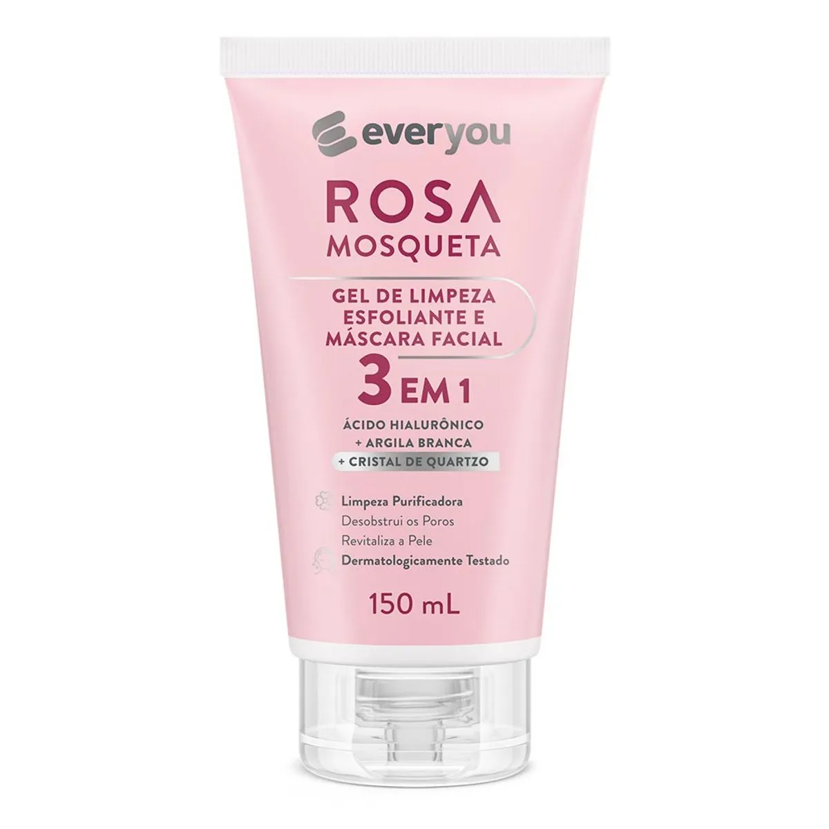 Gel de Limpeza Ever You Esfoliante Facial Rosa Mosqueta 3 em 1 150ml