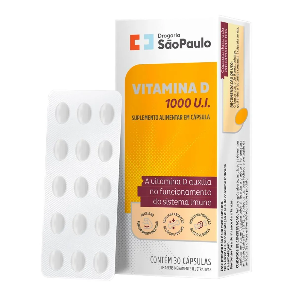Vitamina D 1000UI Drogaria São Paulo 30 Cápsulas