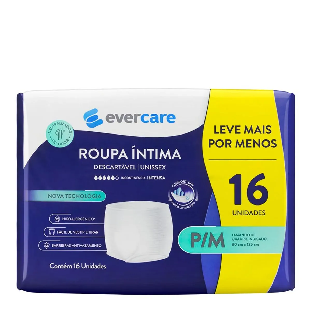 Roupa Íntima Ever Care P/M 16 Unidade