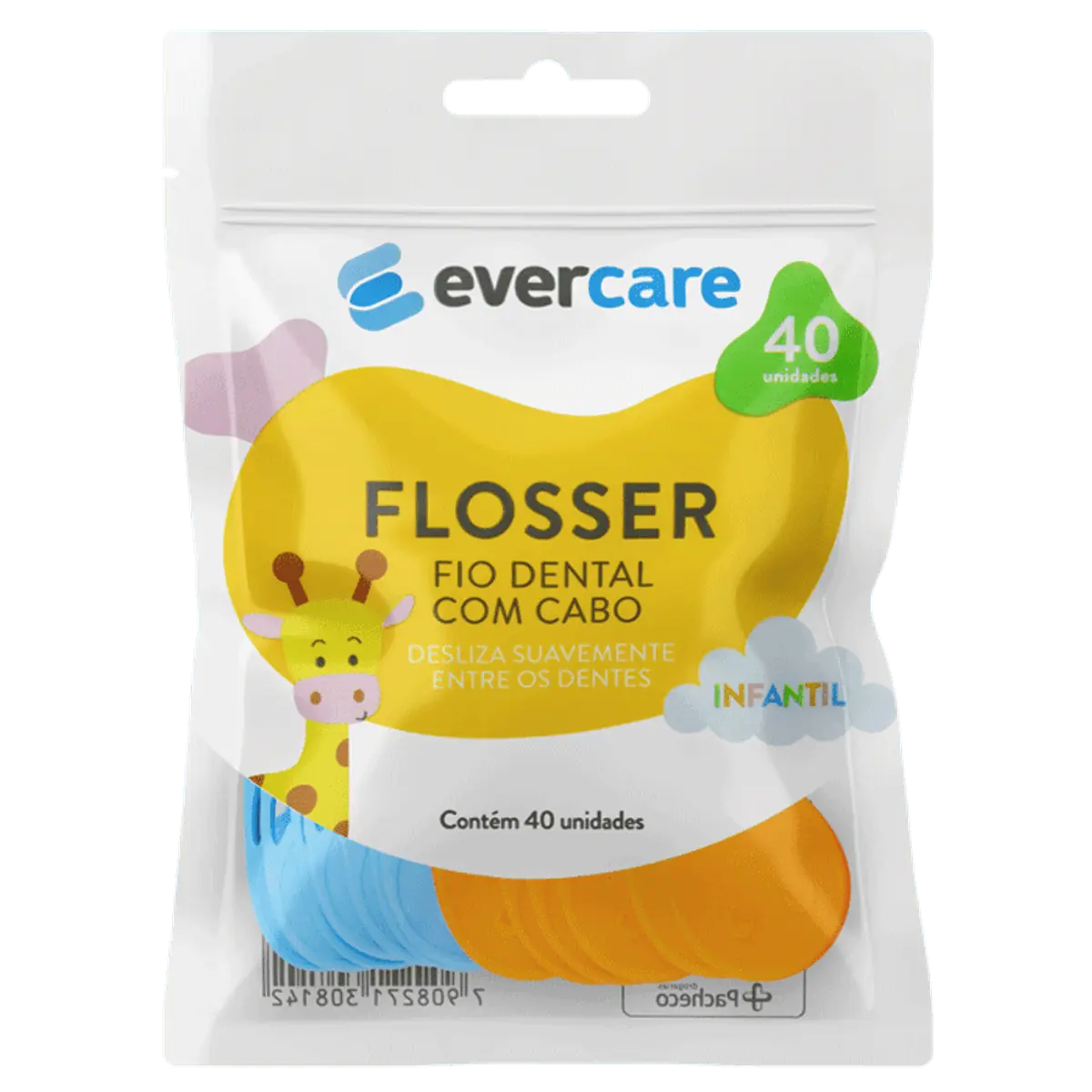 Fio Dental Infantil Com Cabo Ever Care 40 Unidades