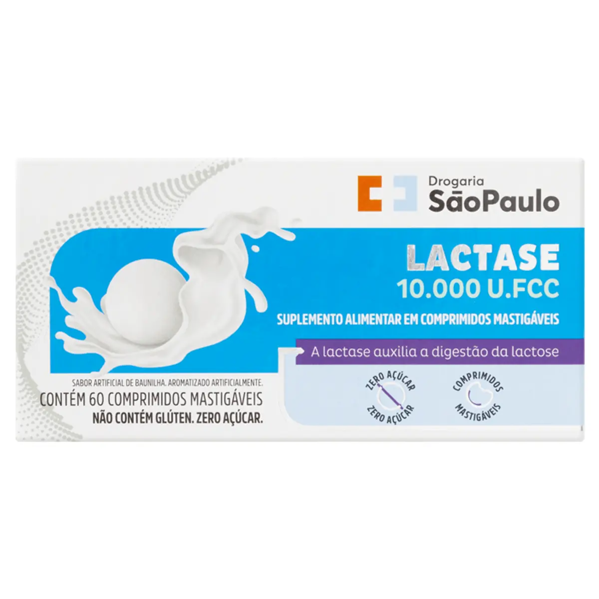 Lactase 10.000 Fcc Drogaria São Paulo 60 Comprimidos Mastigáveis