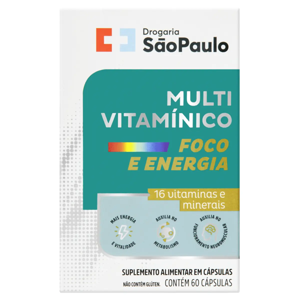 Multivitamínico Drogaria São Paulo Foco E Energia 60 Cápsulas - Suplemento Drogaria São Paulo Foco E