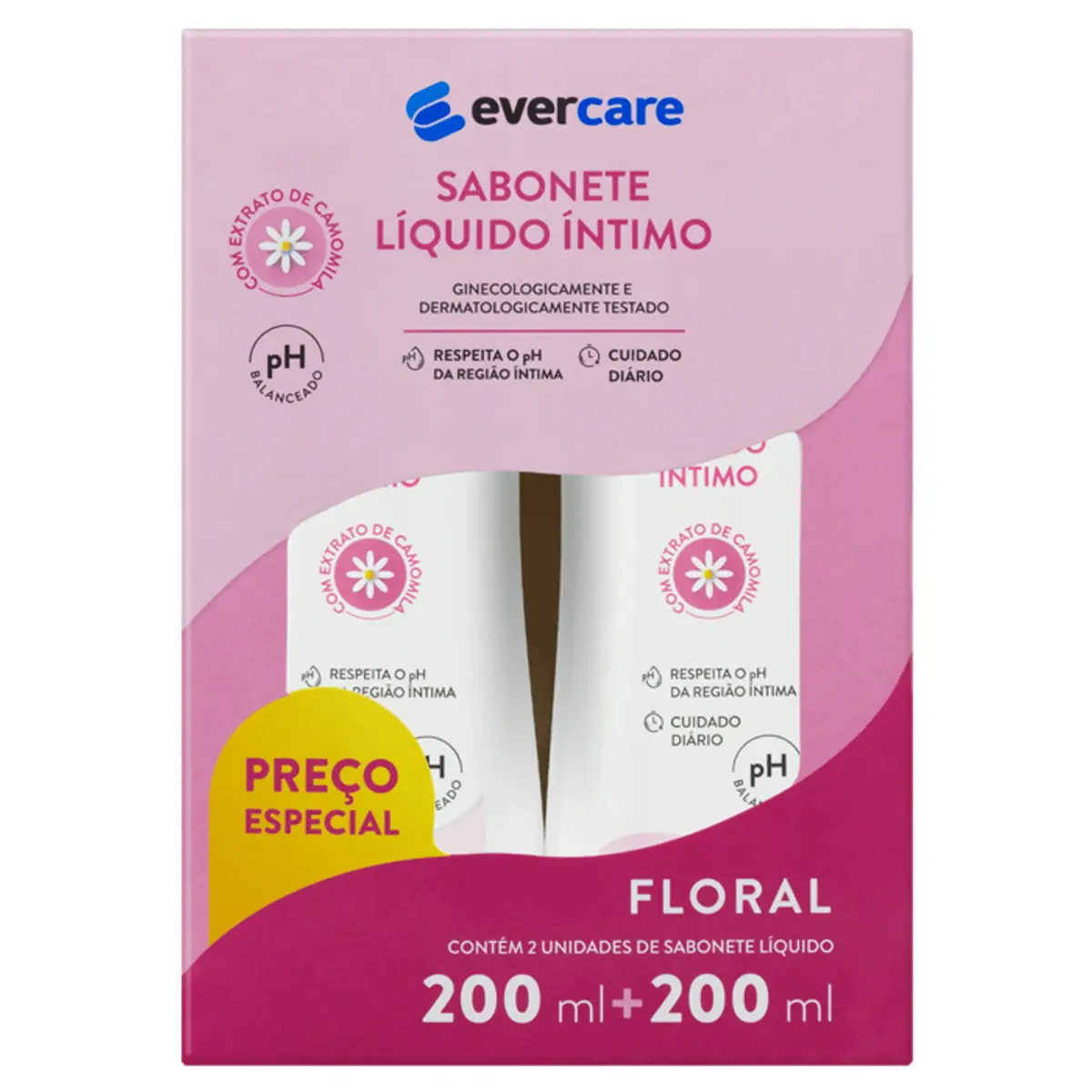 Kit Sabonete Líquido Íntimo Ever Care Floral 2 Unidades 200ml Cada