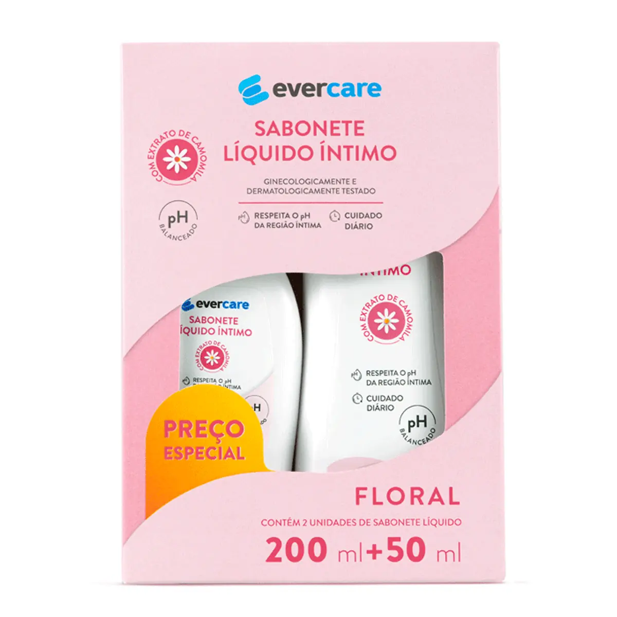 Kit Sabonete Íntimo Ever Care Floral 200ml + 50ml