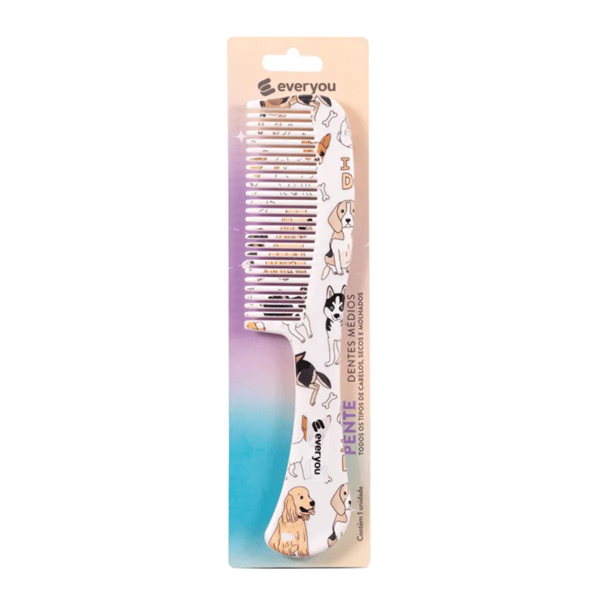 Pente para Cabelo Ever You Grande Dentes Médios Dogs 1 Unidade