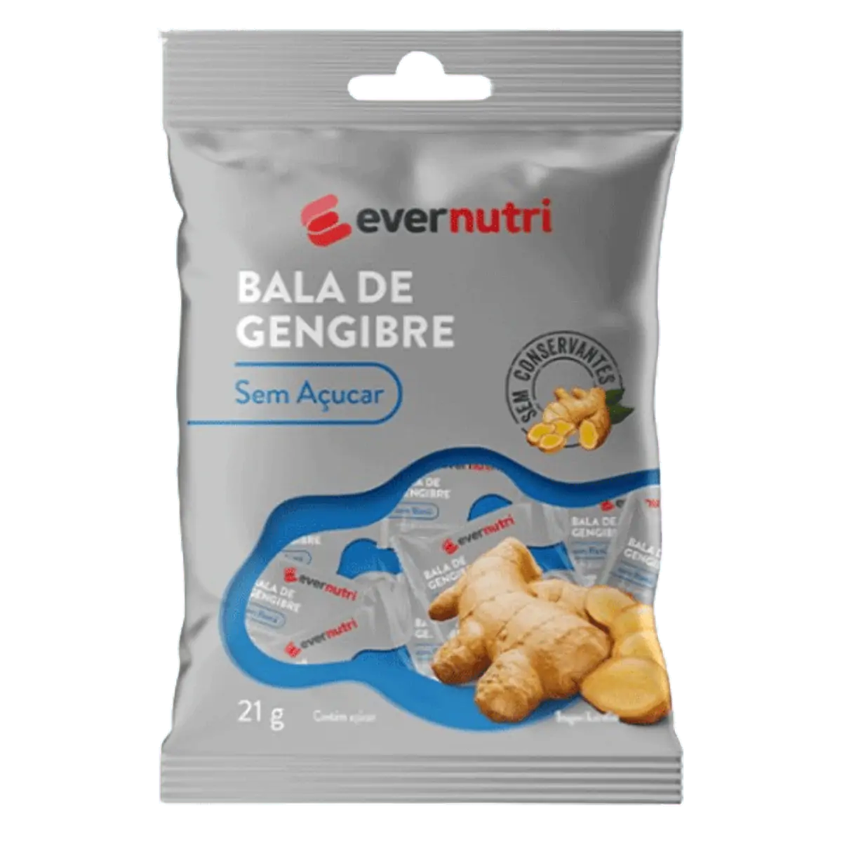 Bala de Gengibre Zero Açucar Ever Nutri 21g