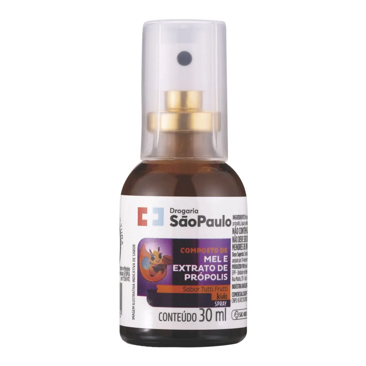Spray Kids Mel e Própolis Drogaria São Paulo Sabor Tutti-Frutti 30ml