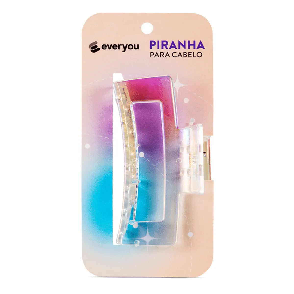 Piranha para Cabelo Retangular Ever You Grande Holográfica
