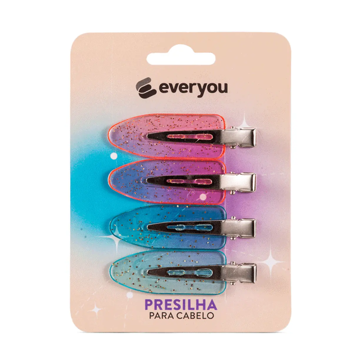 Clips para Cabelo Ever You Glitter 4 Unidades