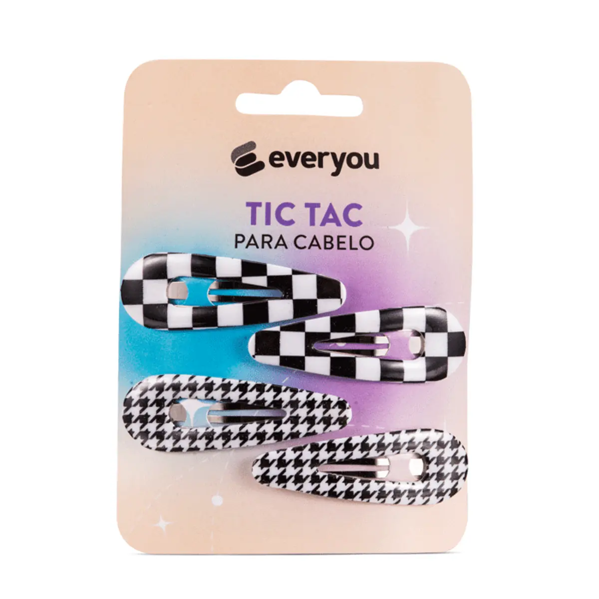 Tic Tac para Cabelo Ever You Preto E Branco 4 Unidades