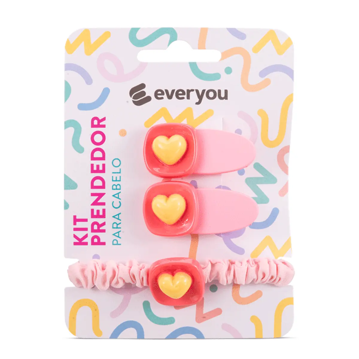 Kit Infantil Ever You Presilhas e Elástico Rosa 3 Unidades