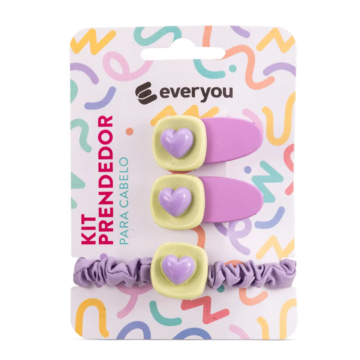 Kit Infantil Ever You Presilhas e Elástico Roxo 3 Unidades