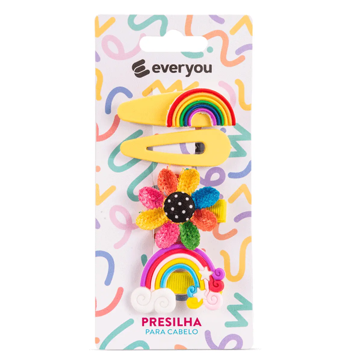 Prendedores de Cabelo Infantil Ever You Amarelo 4 Unidades