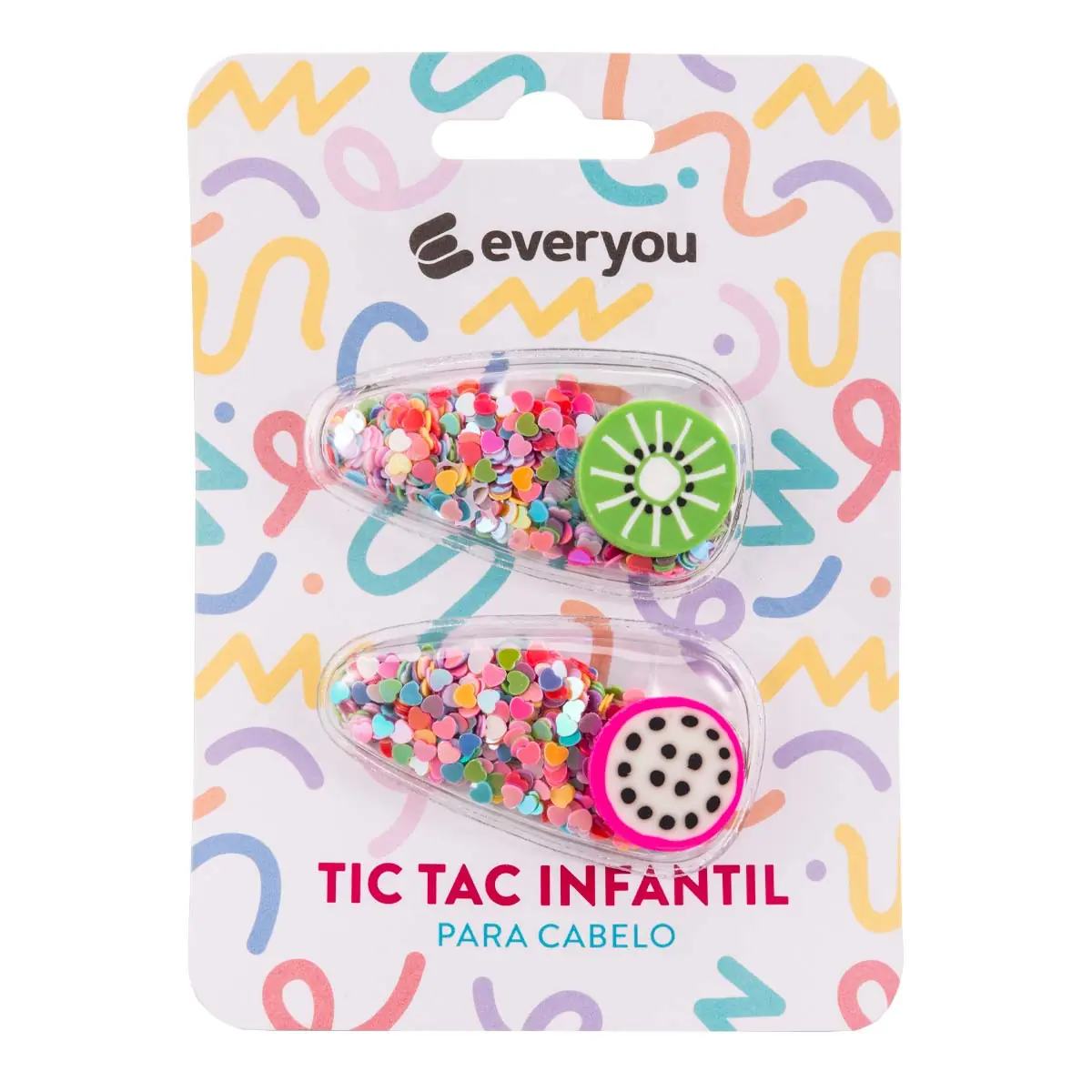 Tic Tac Infantil Para Cabelo Ever You Kiwi e Pitaya 2 Unidades