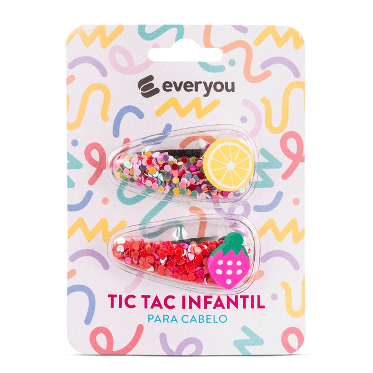 Tic Tac Infantil Para Cabelo Ever You Limão e Morango 2 Unidades