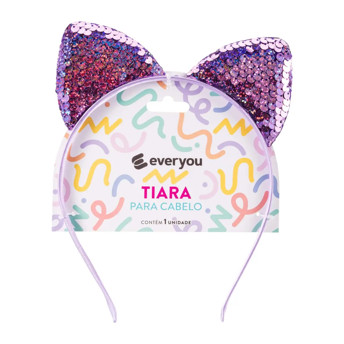 Tiara Infantil Ever You Lantejoulas Gatinha Lilás 1 Unidade