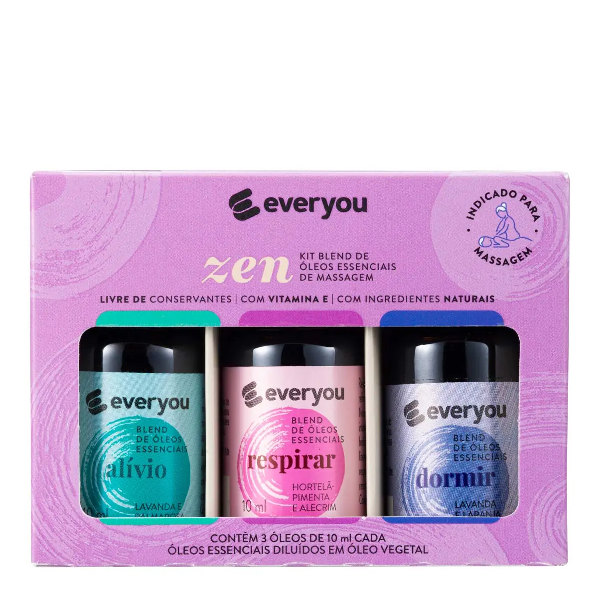 Kit Óleos Essenciais Ever You Trio Blends Alívio + Dormir + Respirar 10ml Cada