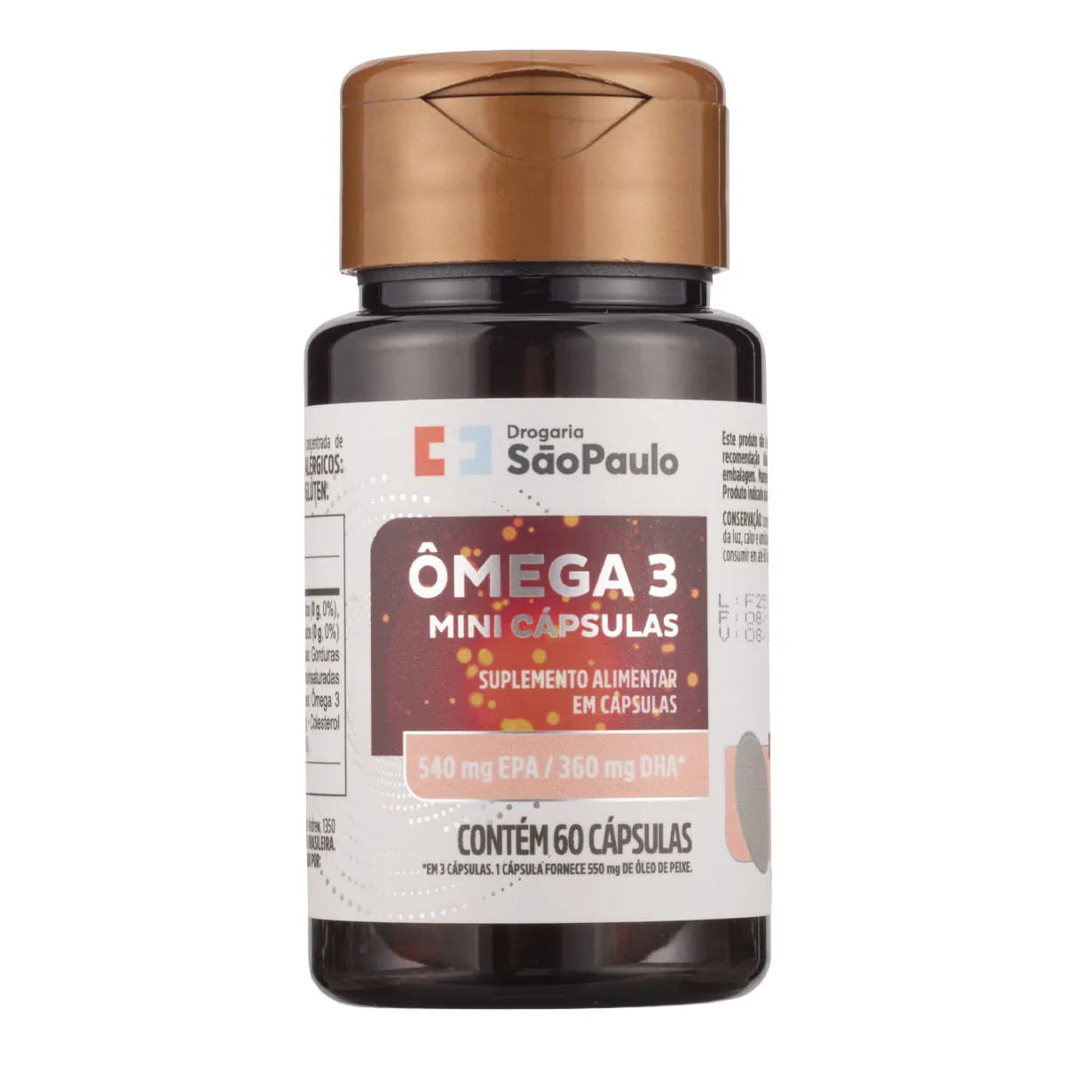 Suplemento Alimentar Ômega 3 Mini 550mg Drogaria São Paulo 60 Cápsulas
