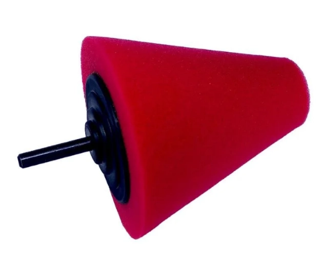 Cone De Polimento De Rodas E Cantos 80mm Eixo 6mm Vermelho Macio