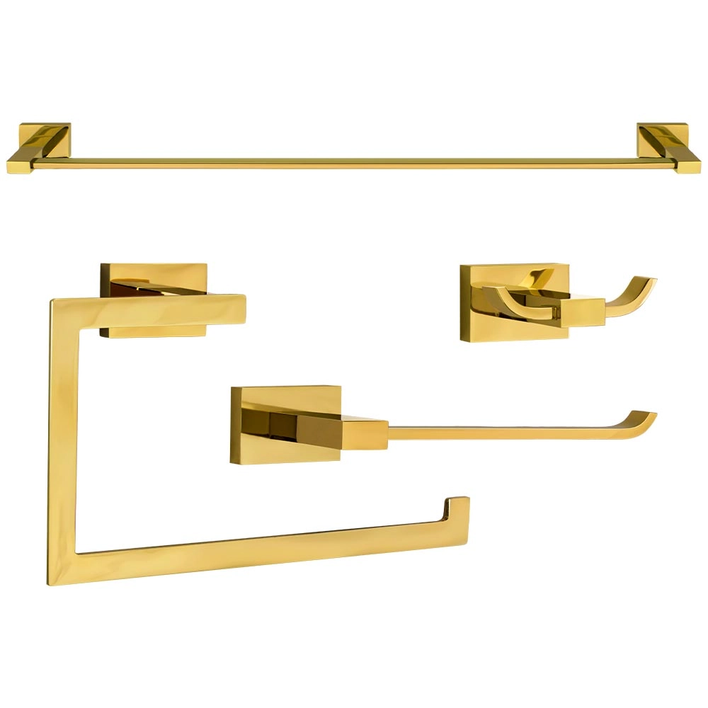 Kit De Acessórios Para Banheiro (mondrian Dourado)