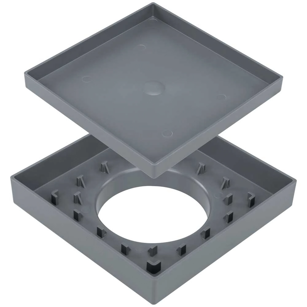 Kit 05 - Ralo Oculto Invisível De Embutir Quadrado (Cinza)