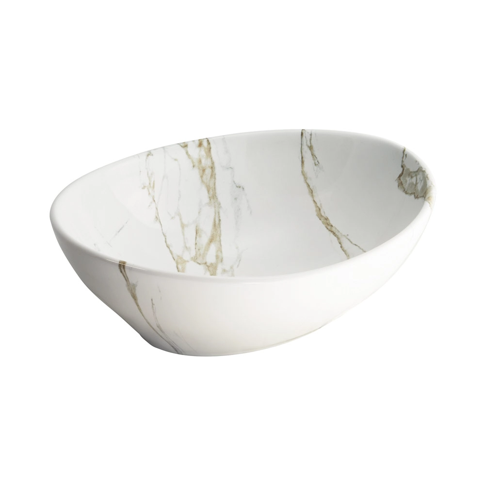 Cuba De Louça Apoio Oval 41 Cm (bari Mármore Carrara)
