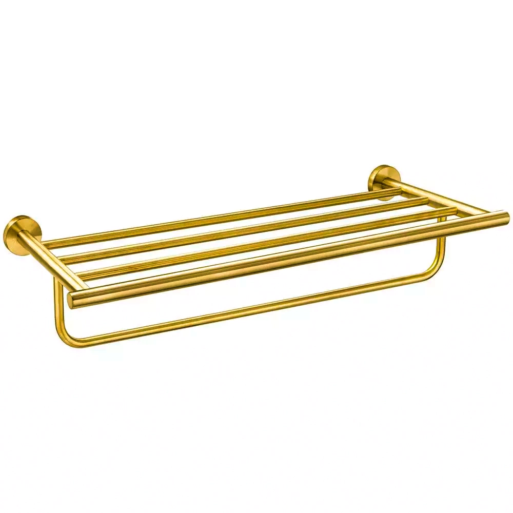Porta Toalhas De Hotel Com Prateleira Inox (tarsila Dourado)