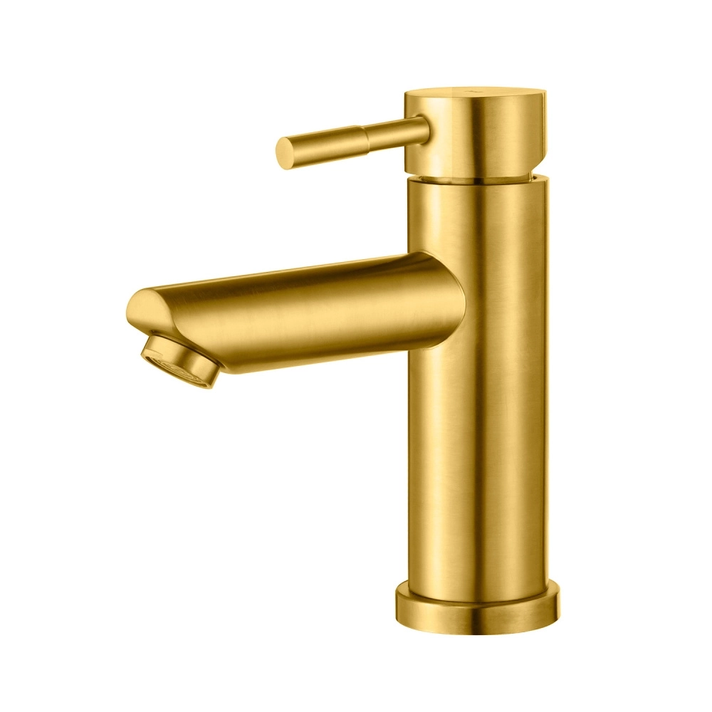 Torneira Monocomando Baixa Para Banheiro Inox (lis Dourada)